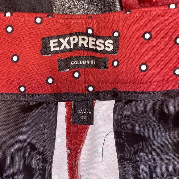 Express Women’s Pants Size 2 Red White Polka Dot Slim Fit New Without Tag - Picture 4 of 4
